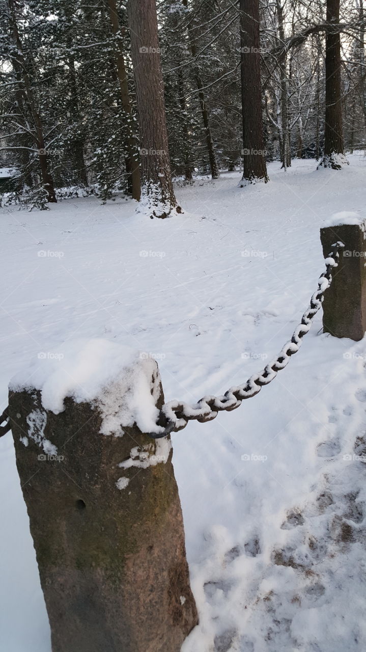 chain  in winter view