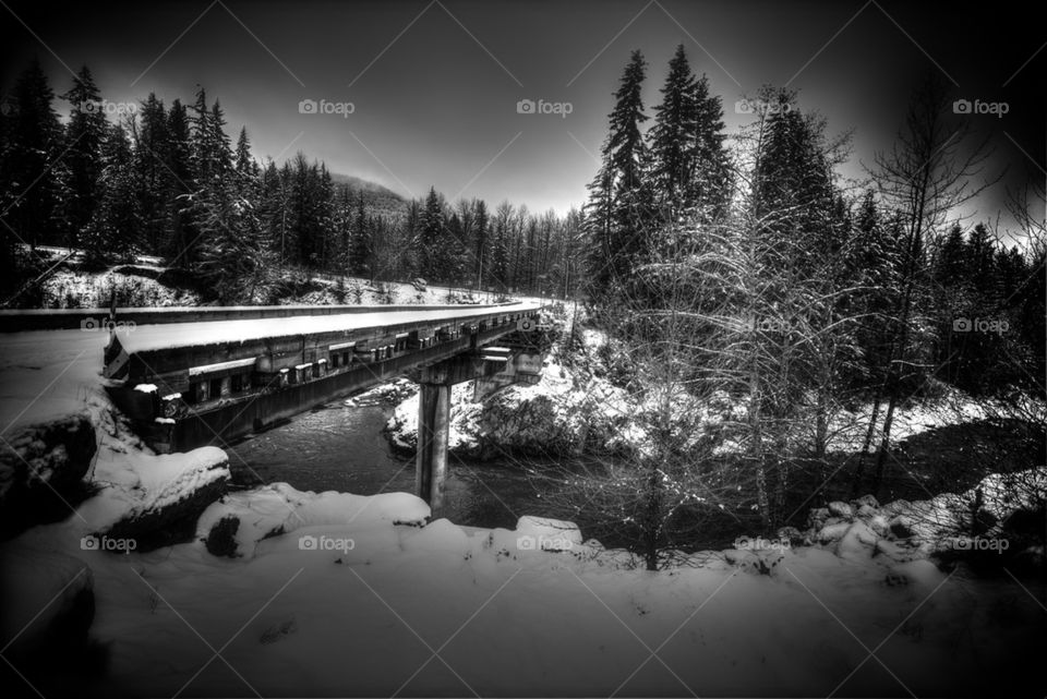 Snowy bridge by whistler