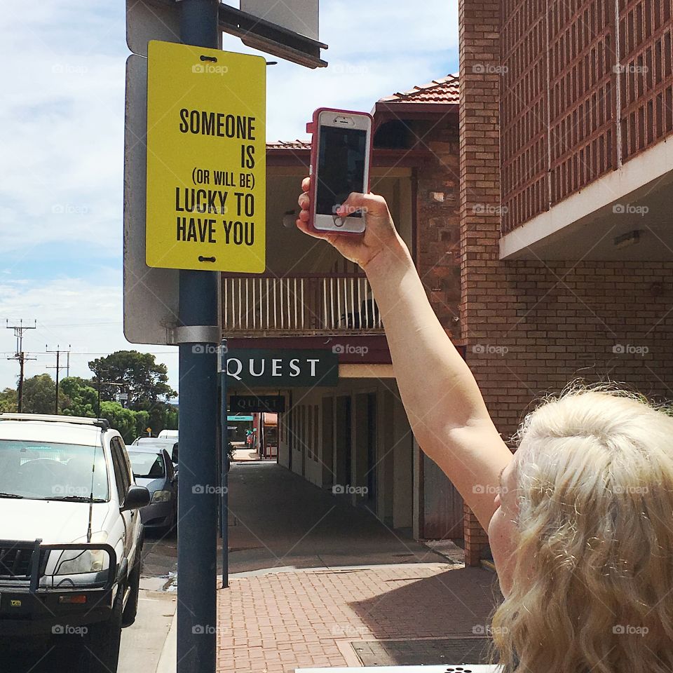 Woman taking selfie