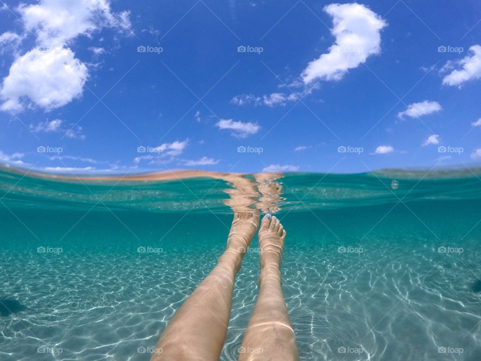 Woman leg on undersea