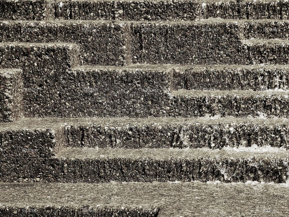 Black And White Architecture. Rectangular Steps Of A City Water Fountain
