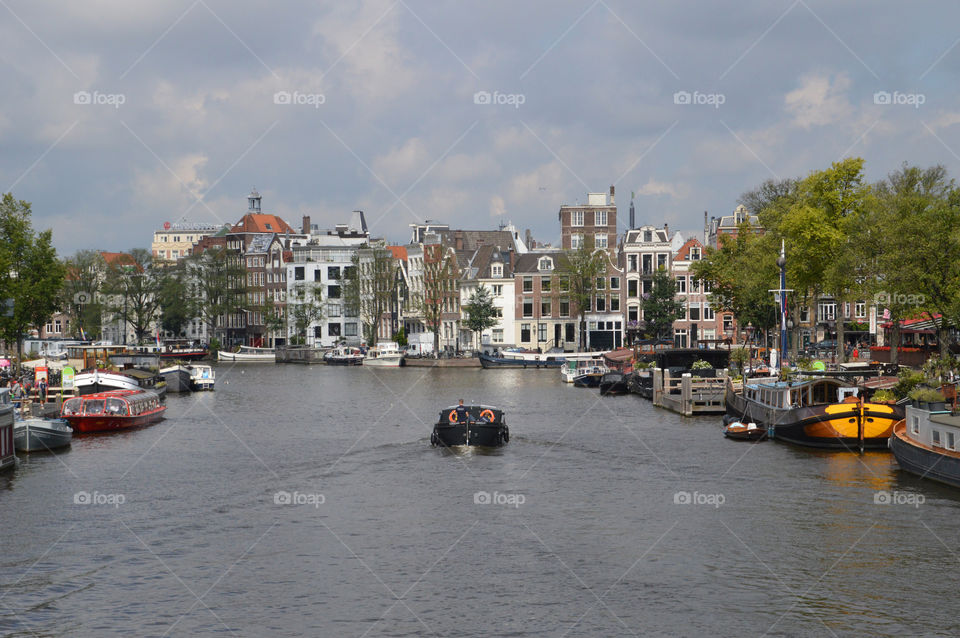 View From  The Blauwbrug Amsterdam The Netherlands