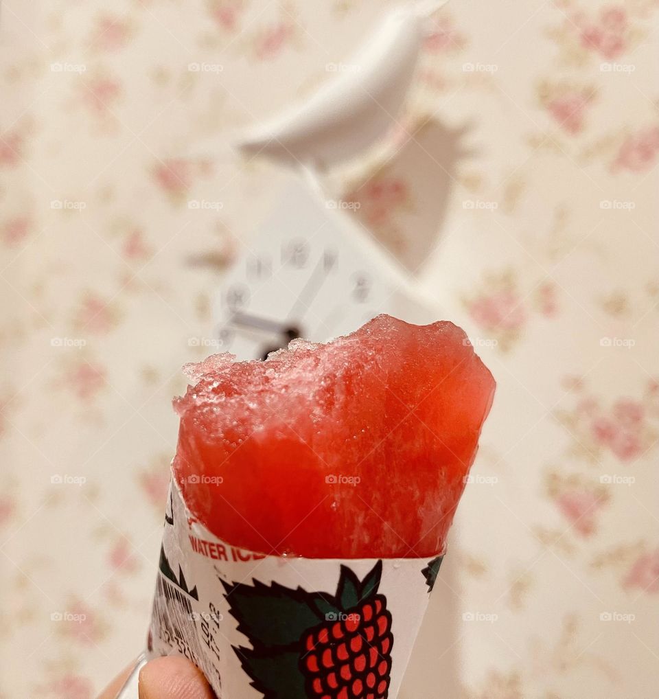Raspberry water ice Lolly