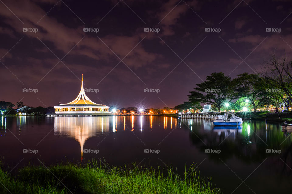 Rajamangala Hall in the Night at Public Park, Suan Luang Rama IX, Bangkok, Thailand