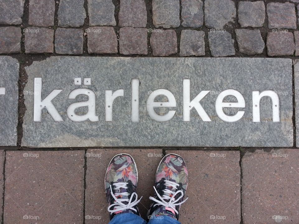 Quotes by famous people decorates the streets in Växjö, Sweden.
