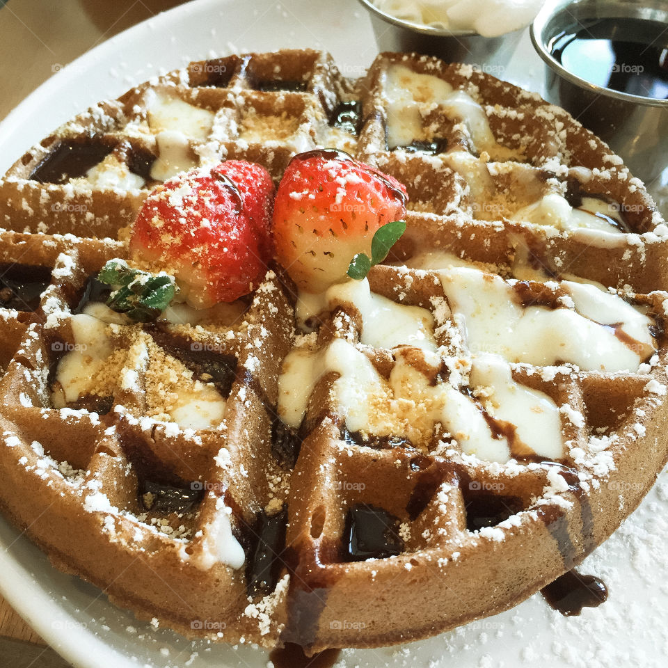 Waffle with Chocolate Drizzle