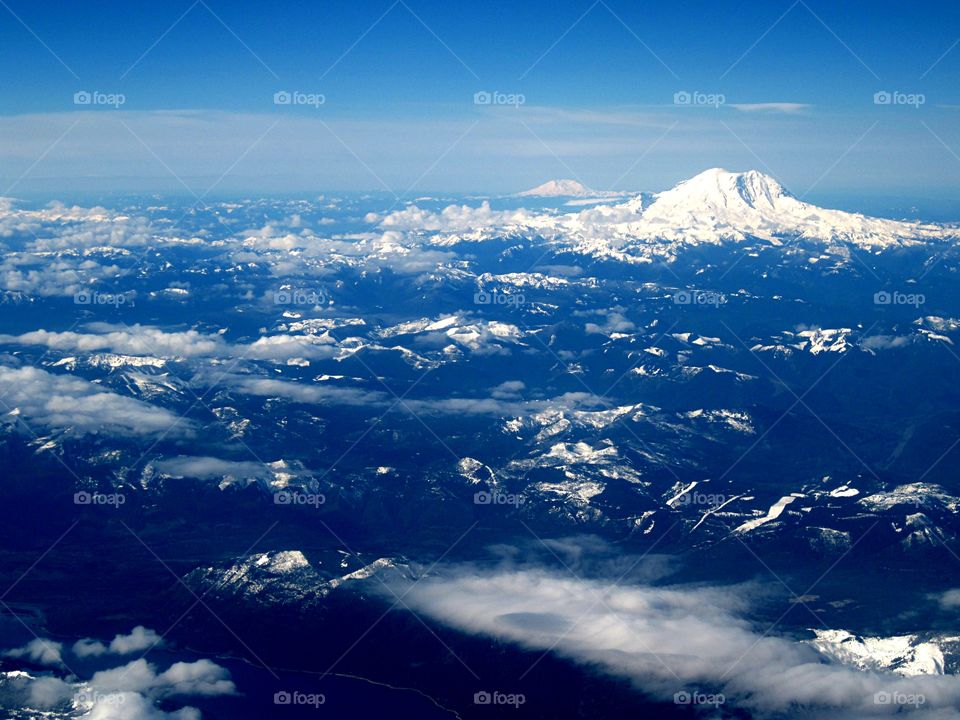 view of Mountain Rainer by air flight