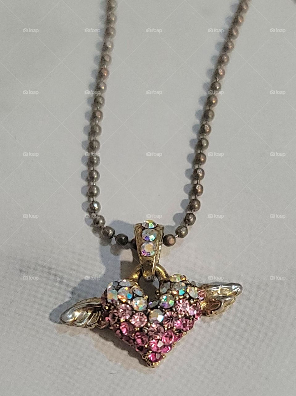 Rhinestone pendant necklace in Barbie colors