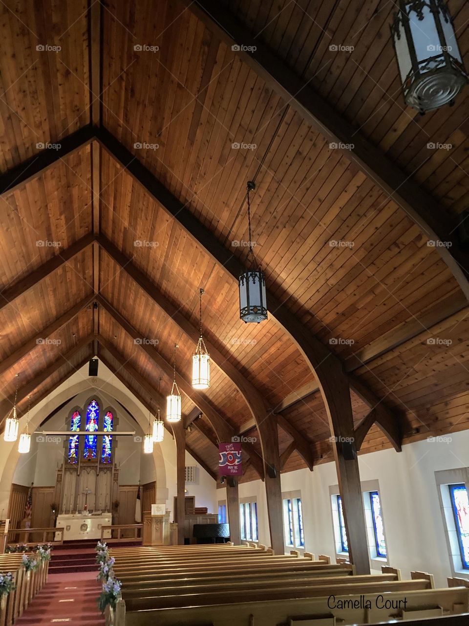 Inside of a beautiful church on a small island in Detroit