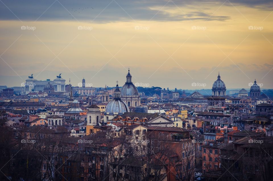 Rome cityscape with the dome of St. Peter's Basilica
