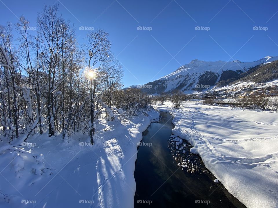 River trought the winter landscape 