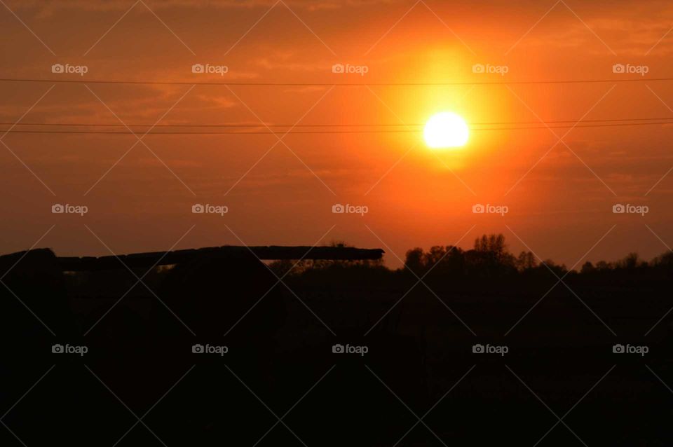 beautiful  village sunset