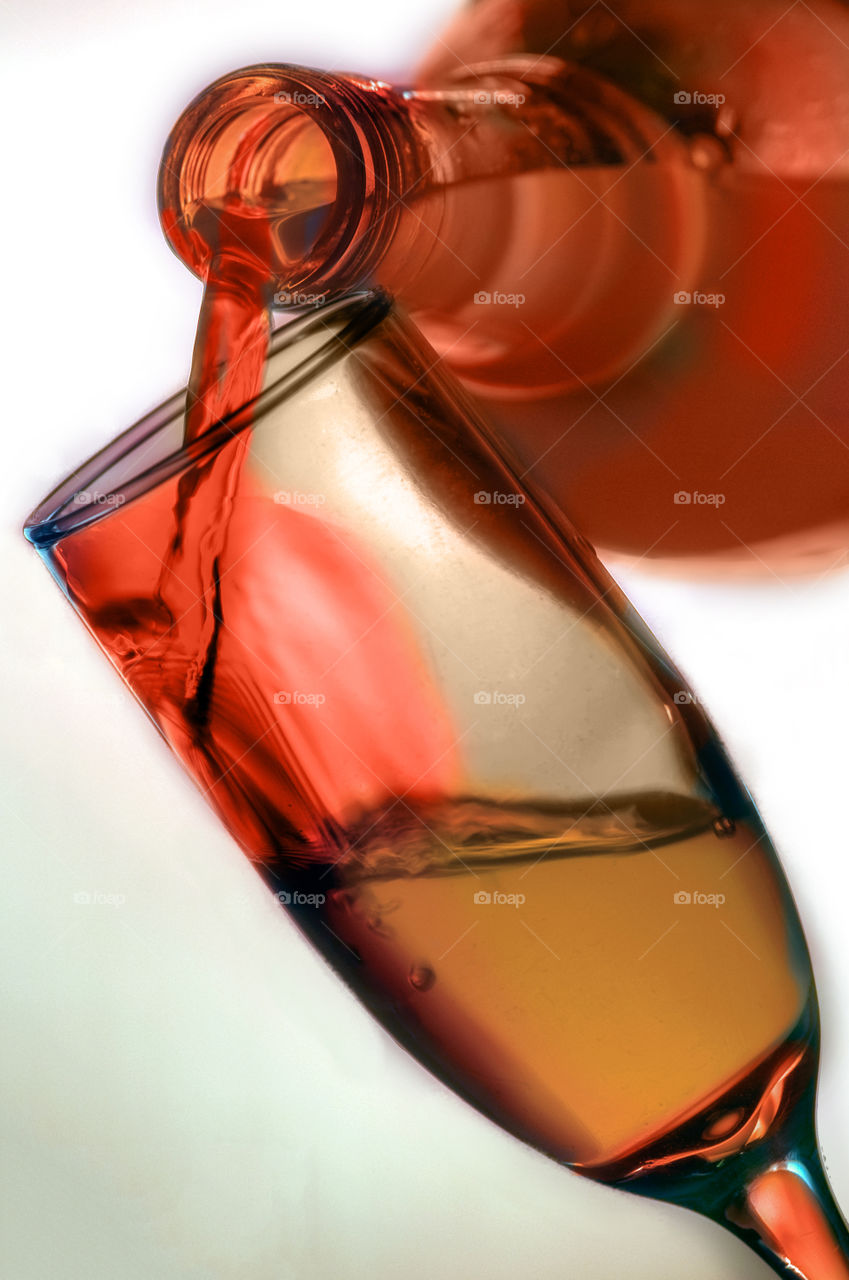 Bottle and Glass of Wine on with background
