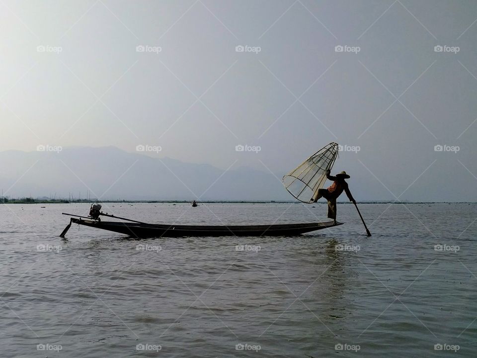 local fisherman, inle lake, Myanmar