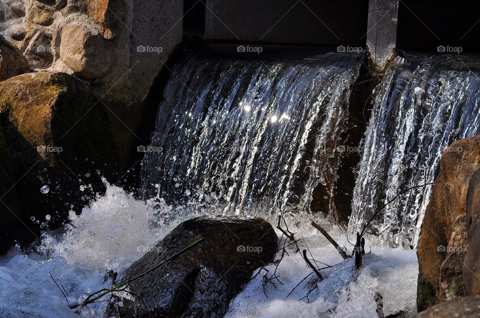 beautiful waterfall in the park in Poland