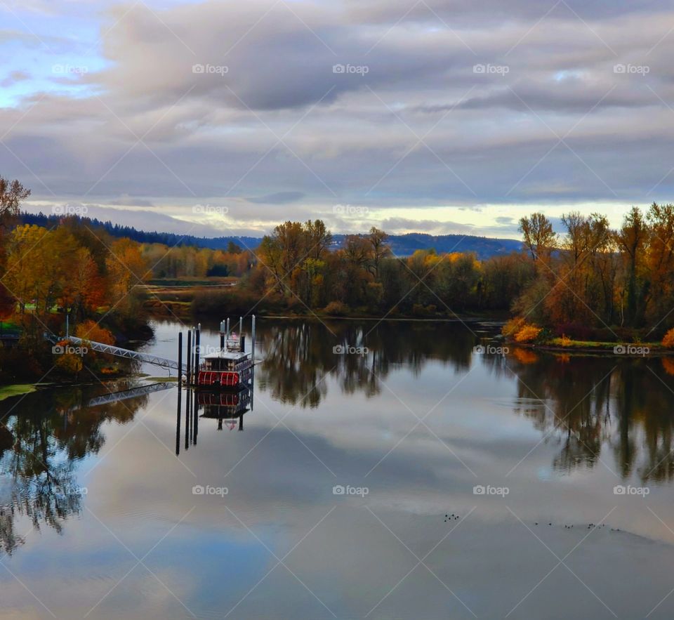 view of the Willamette from the Bridge above