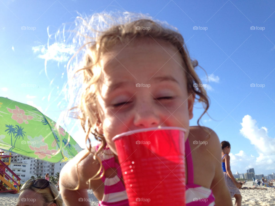 beach girl happy cup by 3rdandocean