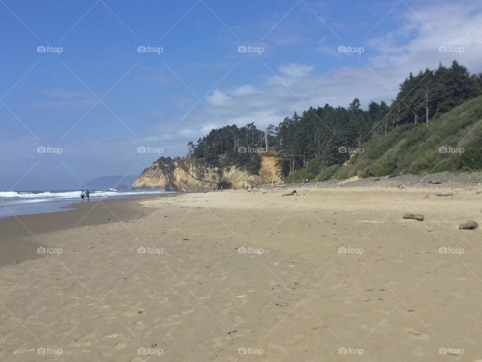 Inlet Along Cannon Beach In Oregon