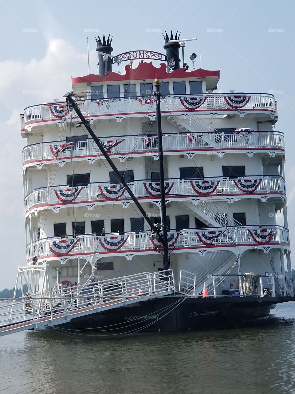 The Queen of the Mississippi decked out for Flag Day!