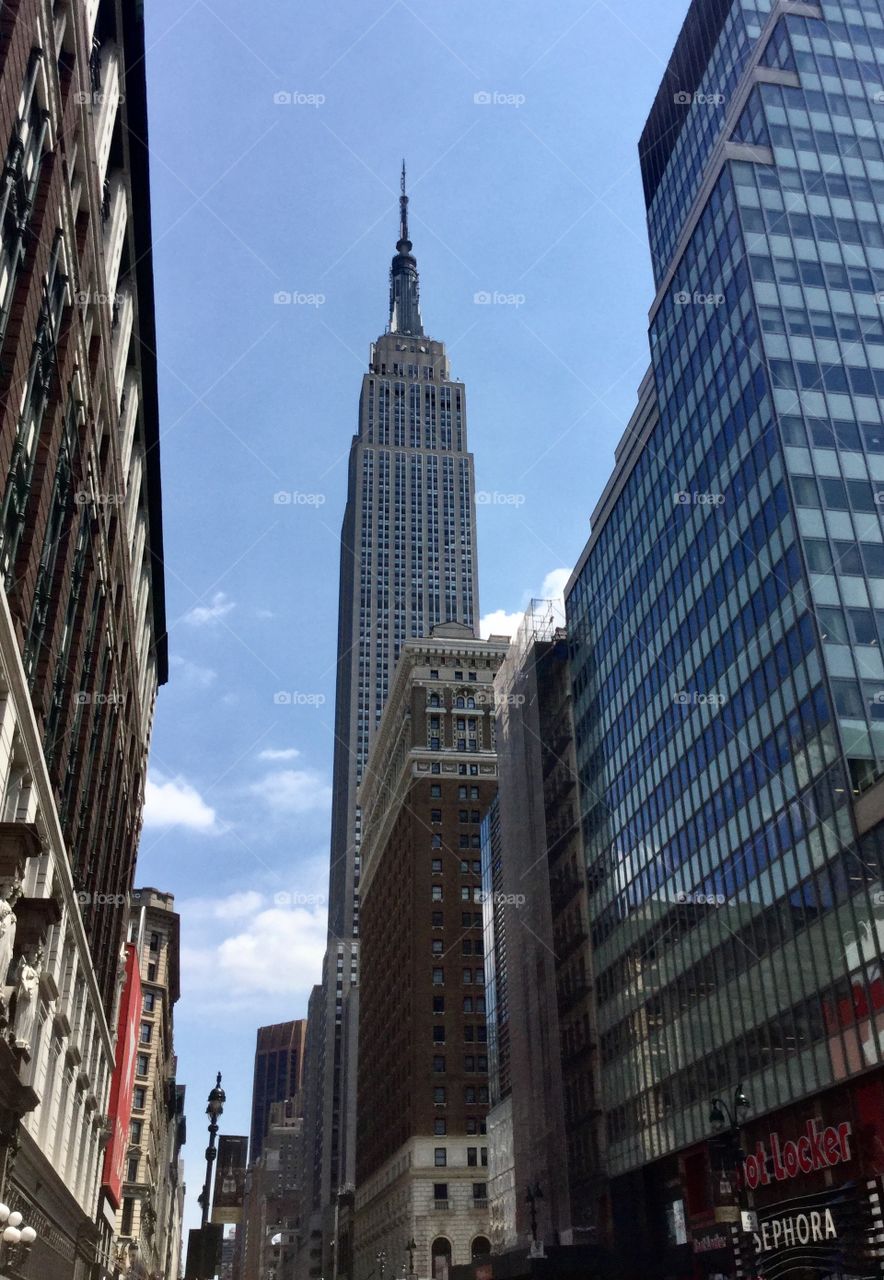 The Empire State Building as seen on 34th Street. 