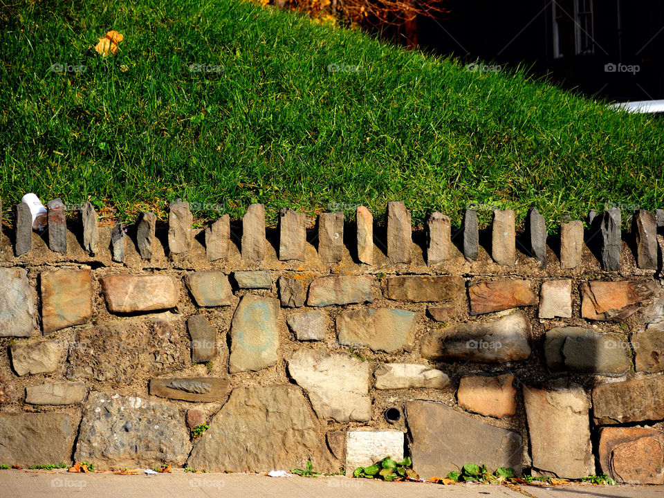 wall grass stone old by delvec