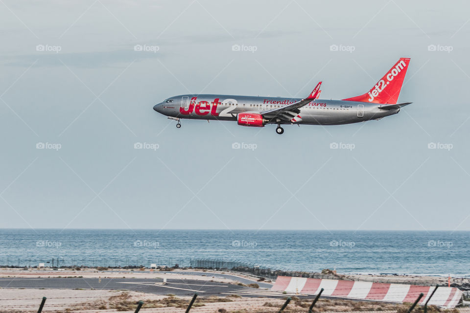 Jet2 approaching to land on runway