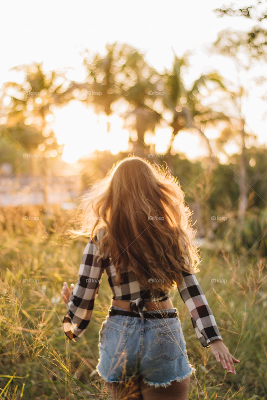 Girl running in the park