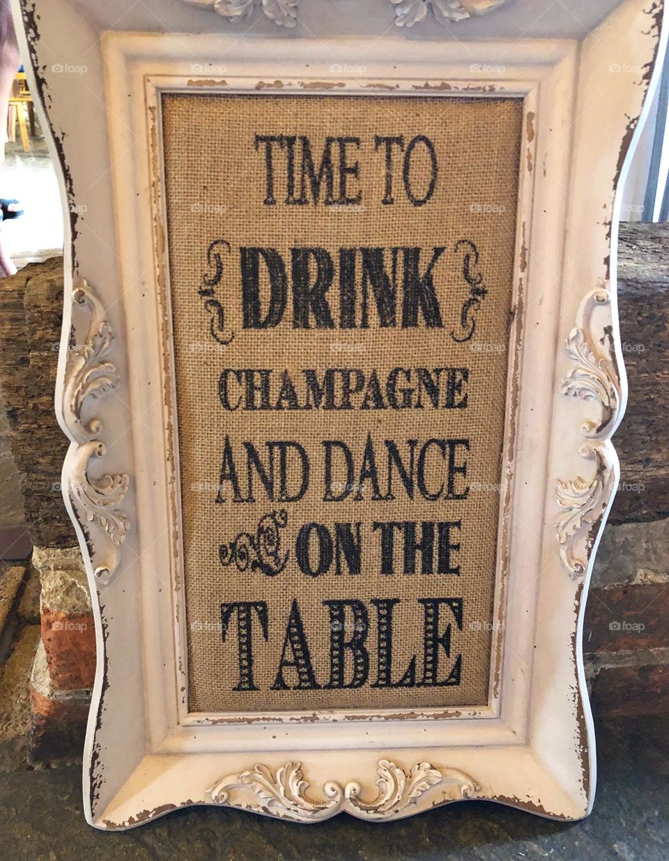 Time to drink champagne and dance on the table, wedding reception, celebration