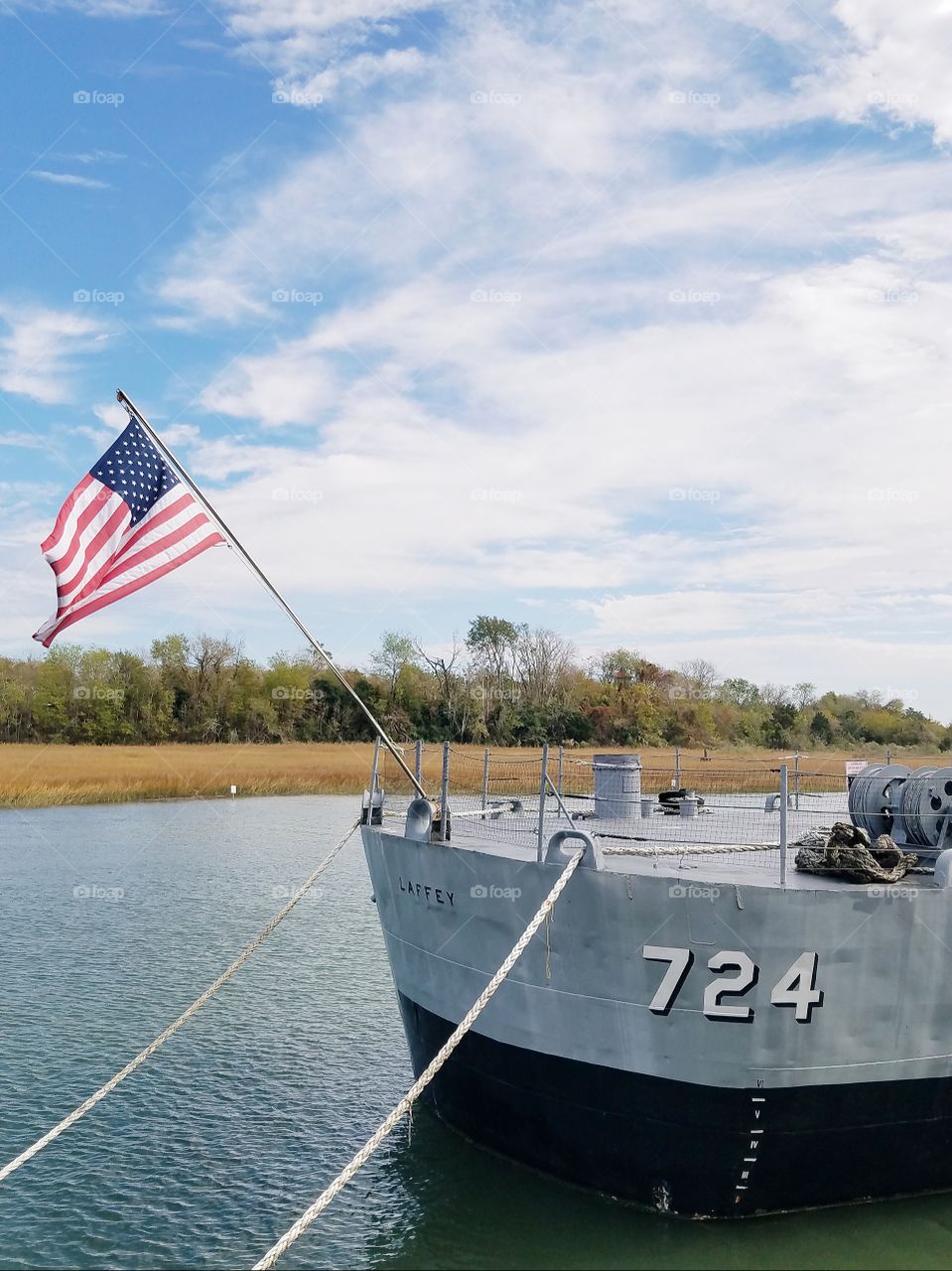 USS Laffey American Flag