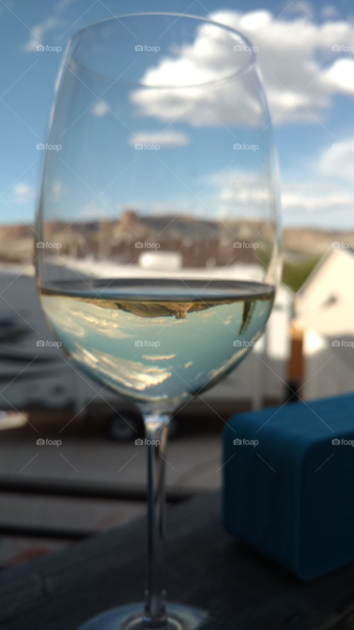 Wine glass refraction.