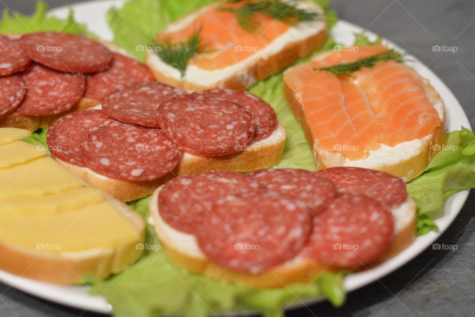 Scrambled eggs and meat