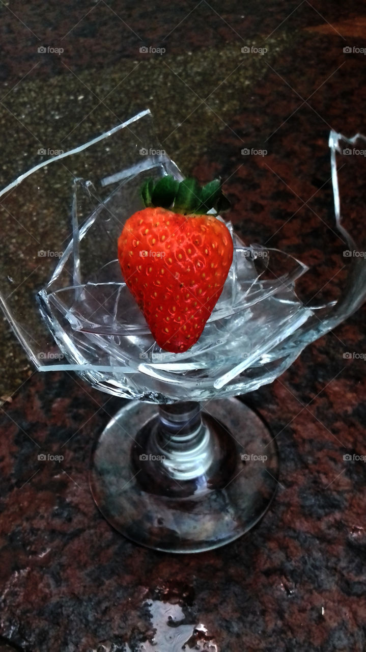 strawberry and broken glass