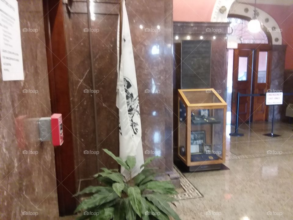 Display cases inside court house