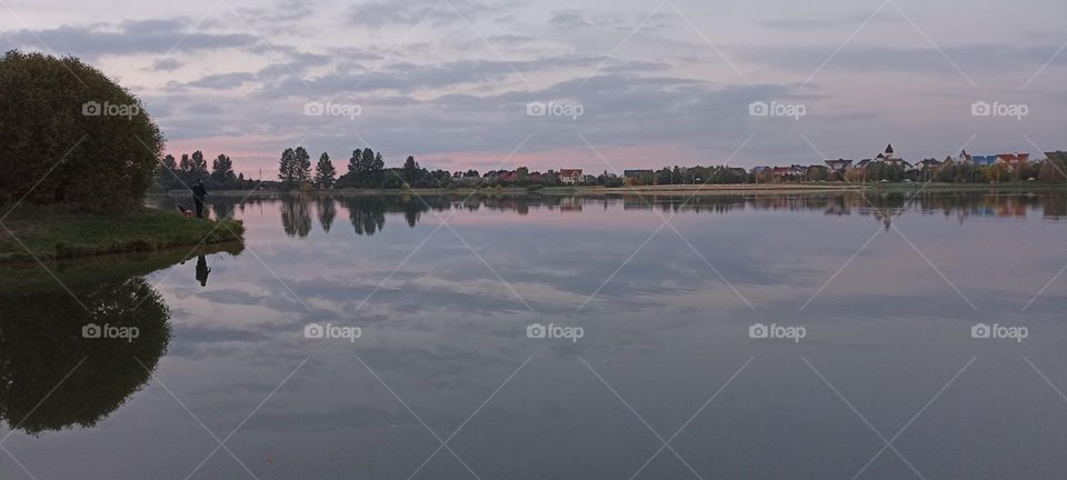 city lake evening beautiful nature