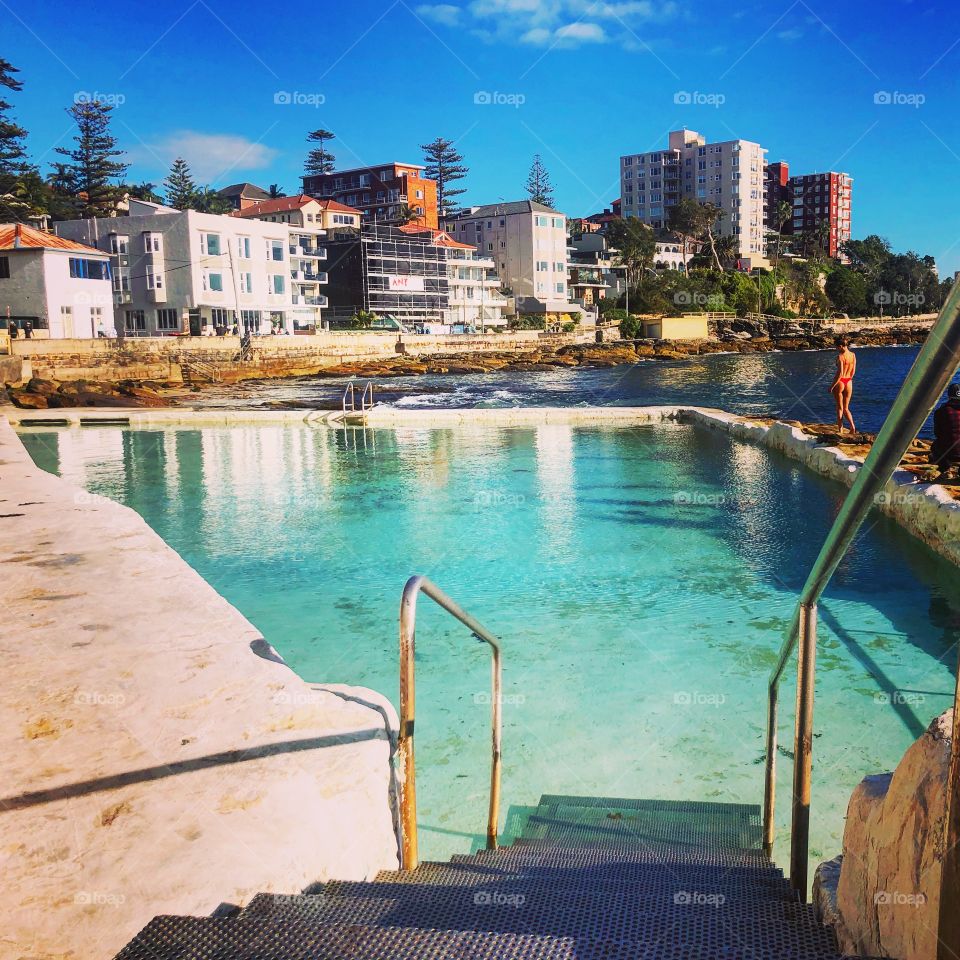 Steps to the ocean pool summers day Australia 