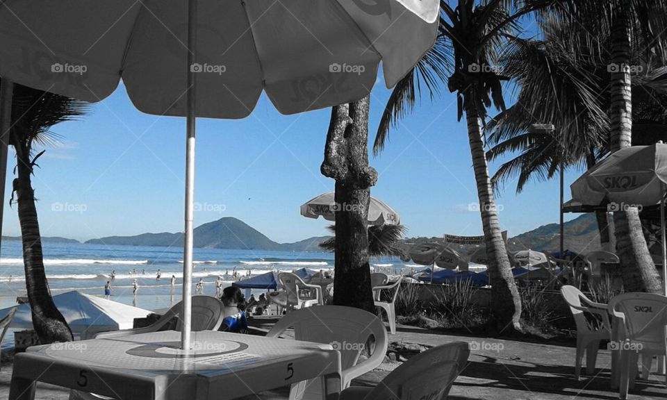 A tranquilidade de uma praia.