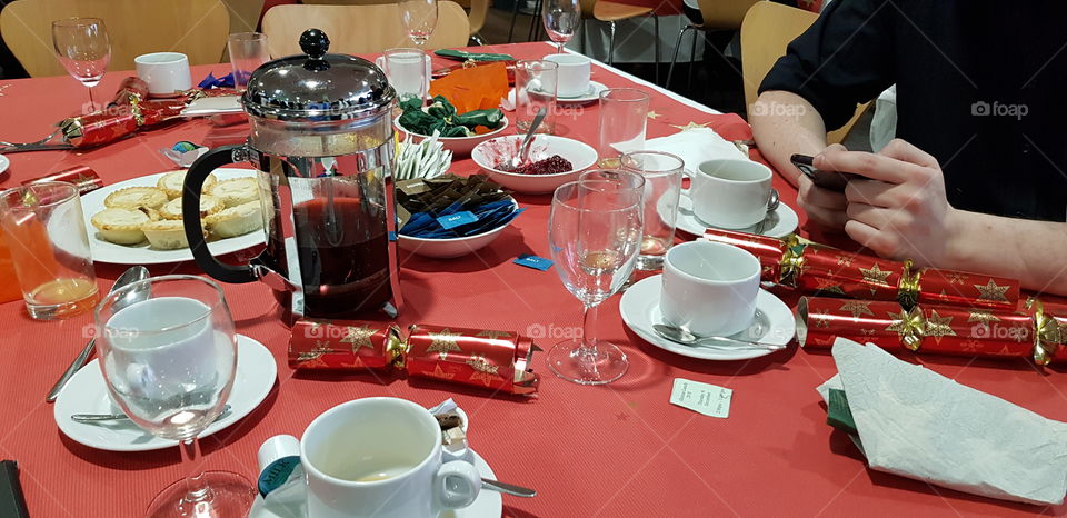 Christmas dinner table at work