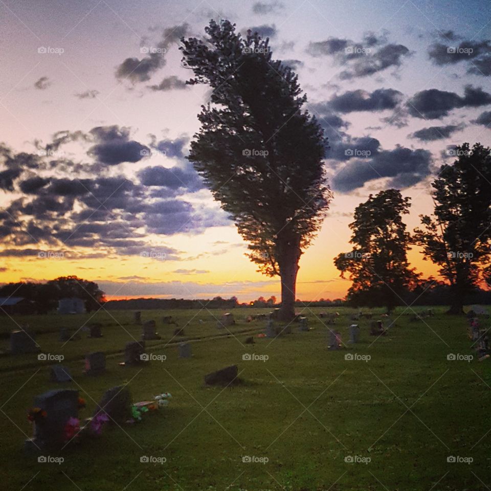 cemetery sunset