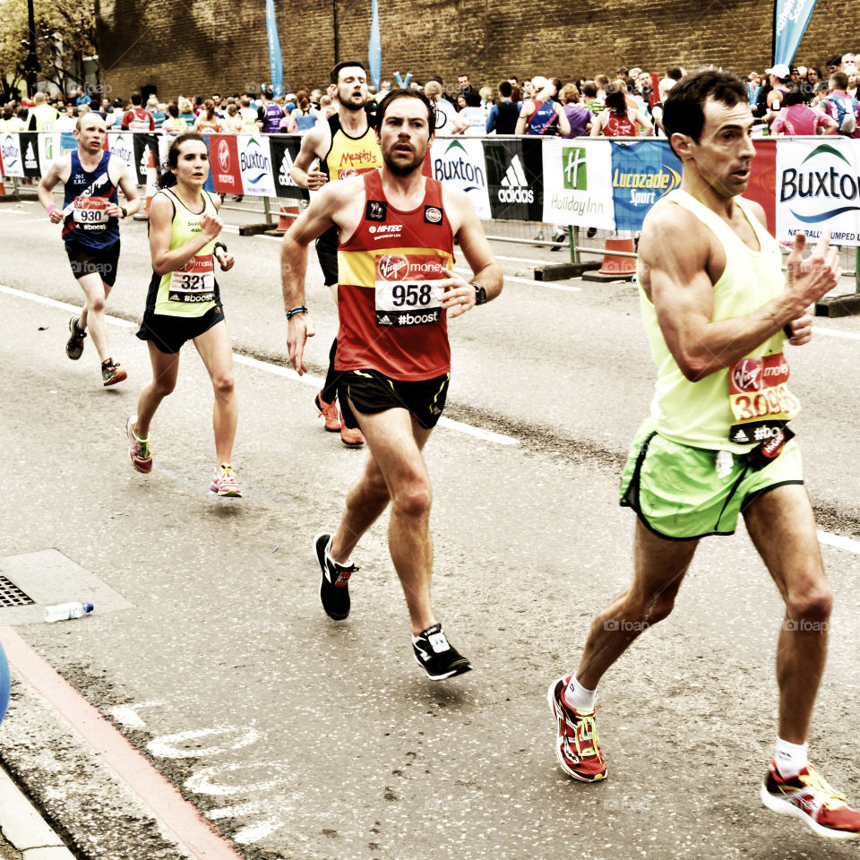 Runners at the London marathon. 26th April 2015