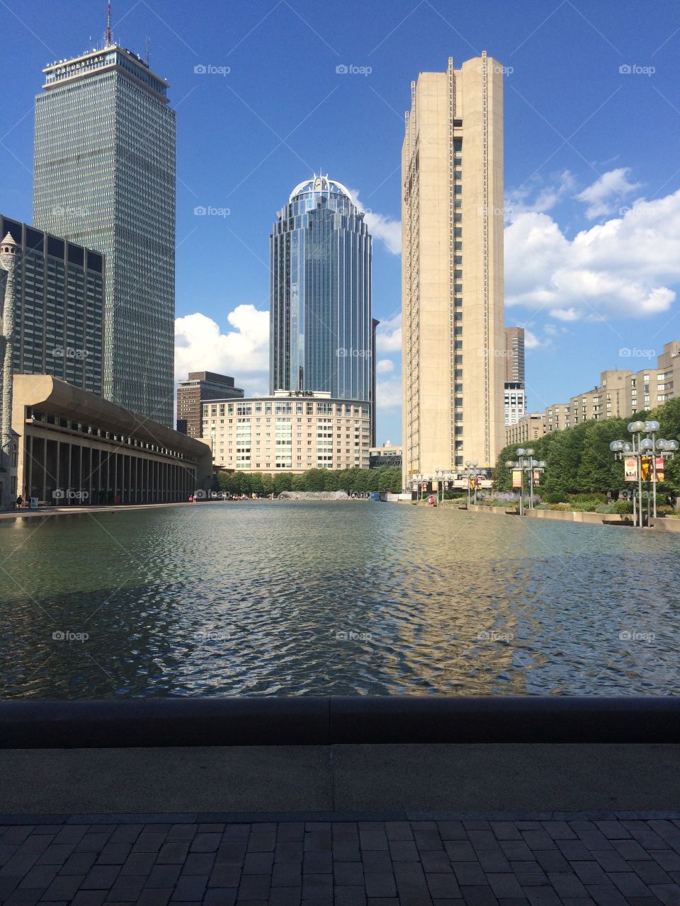 Boston Reflecting Pool Among Buildings