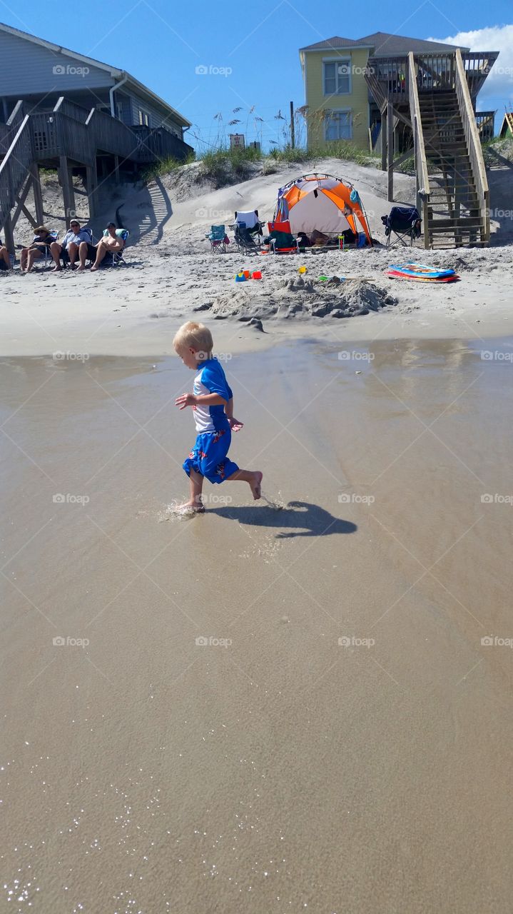 Running through the surf