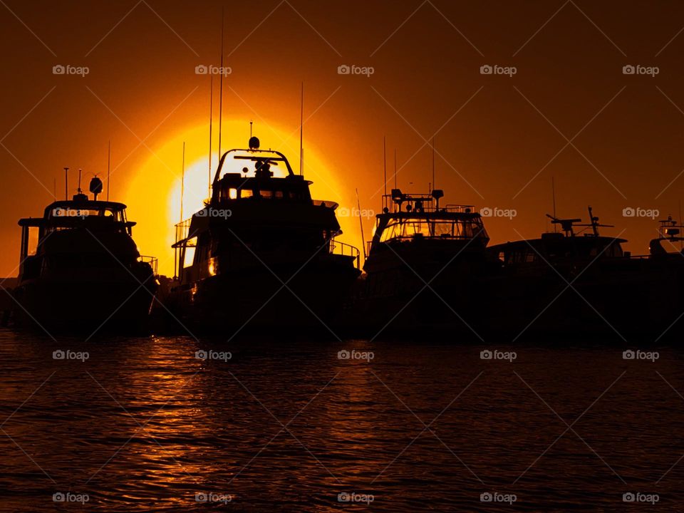 Boats at sunset 