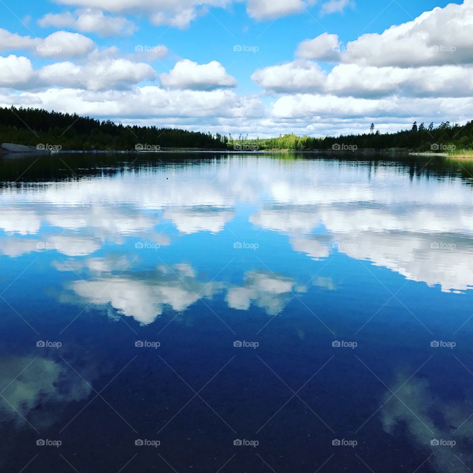 Reflection of a lake and clouds 
