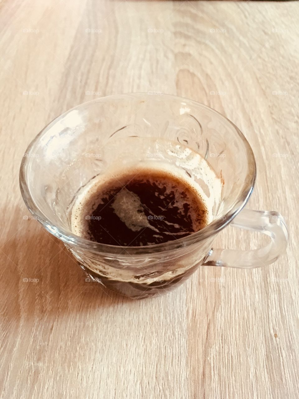 Coffee cup on wood table