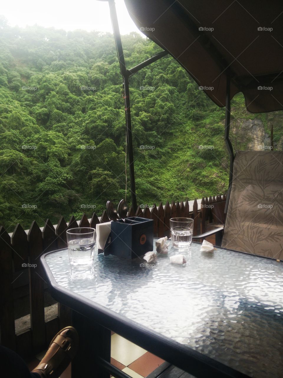 having good times at a beautiful cafe in beautiful monsoon weather