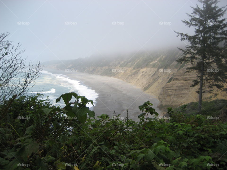 An elevated view of Agate Beach at Patrick's Point State park in California.
