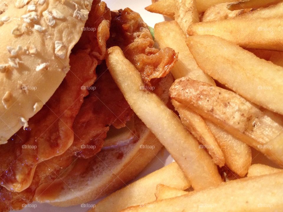 Burger and fries