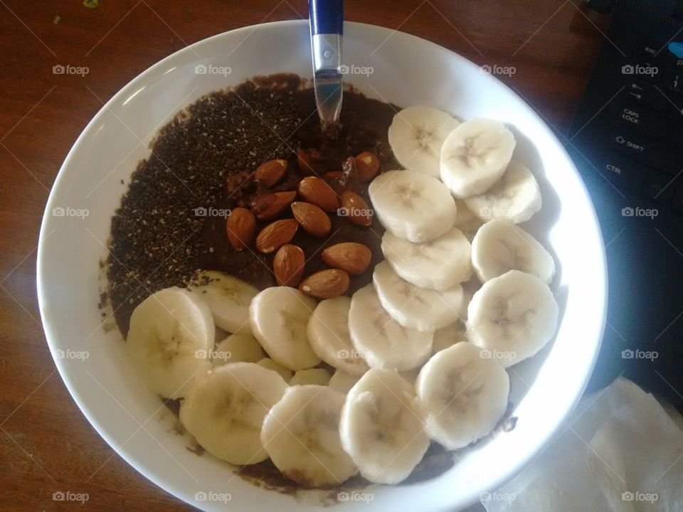 Banana chocolate bowl dessert 
