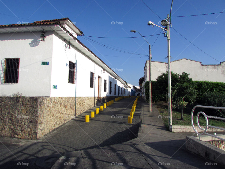 Colonial street in Cali (Colombia)