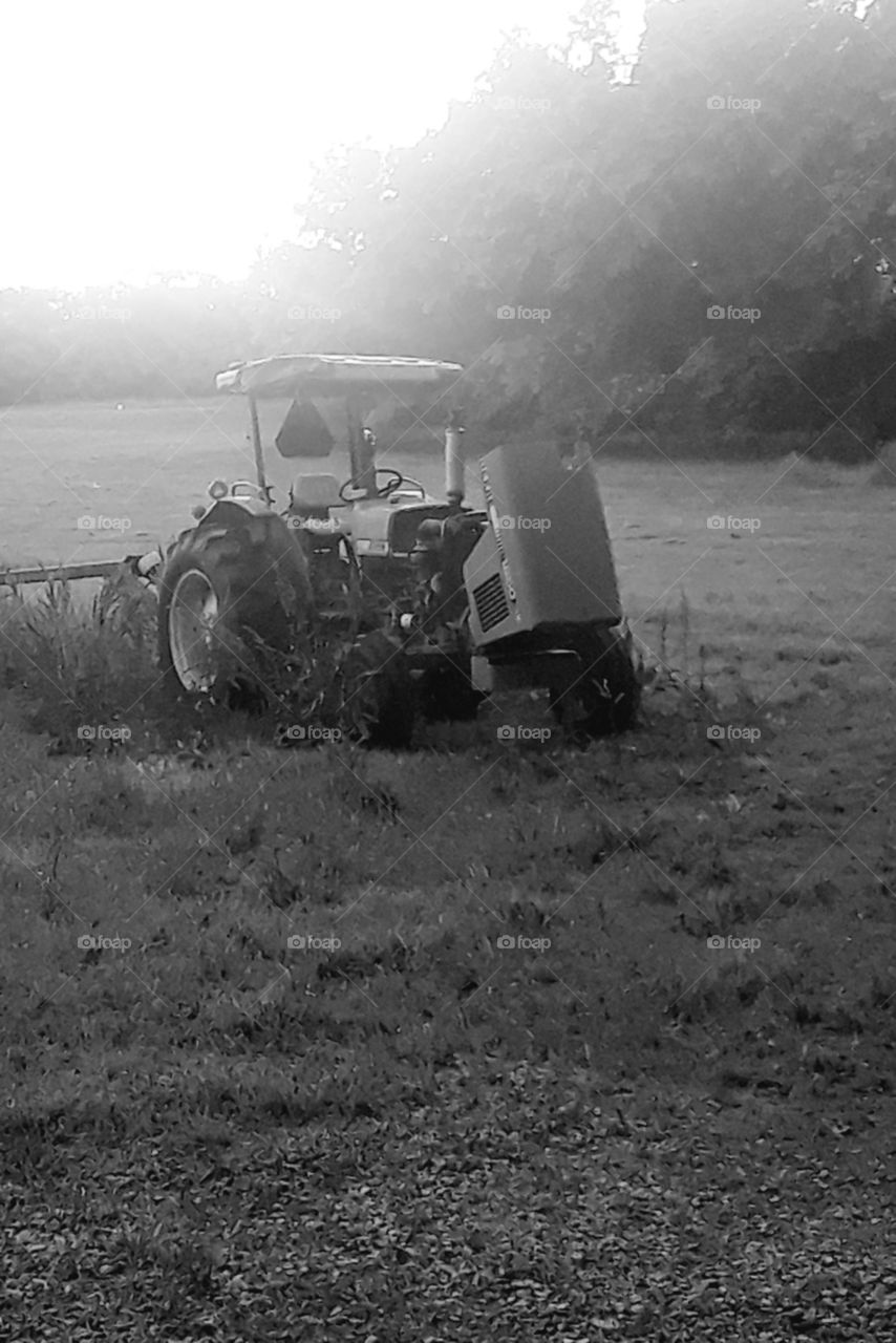 Black and White Tractor